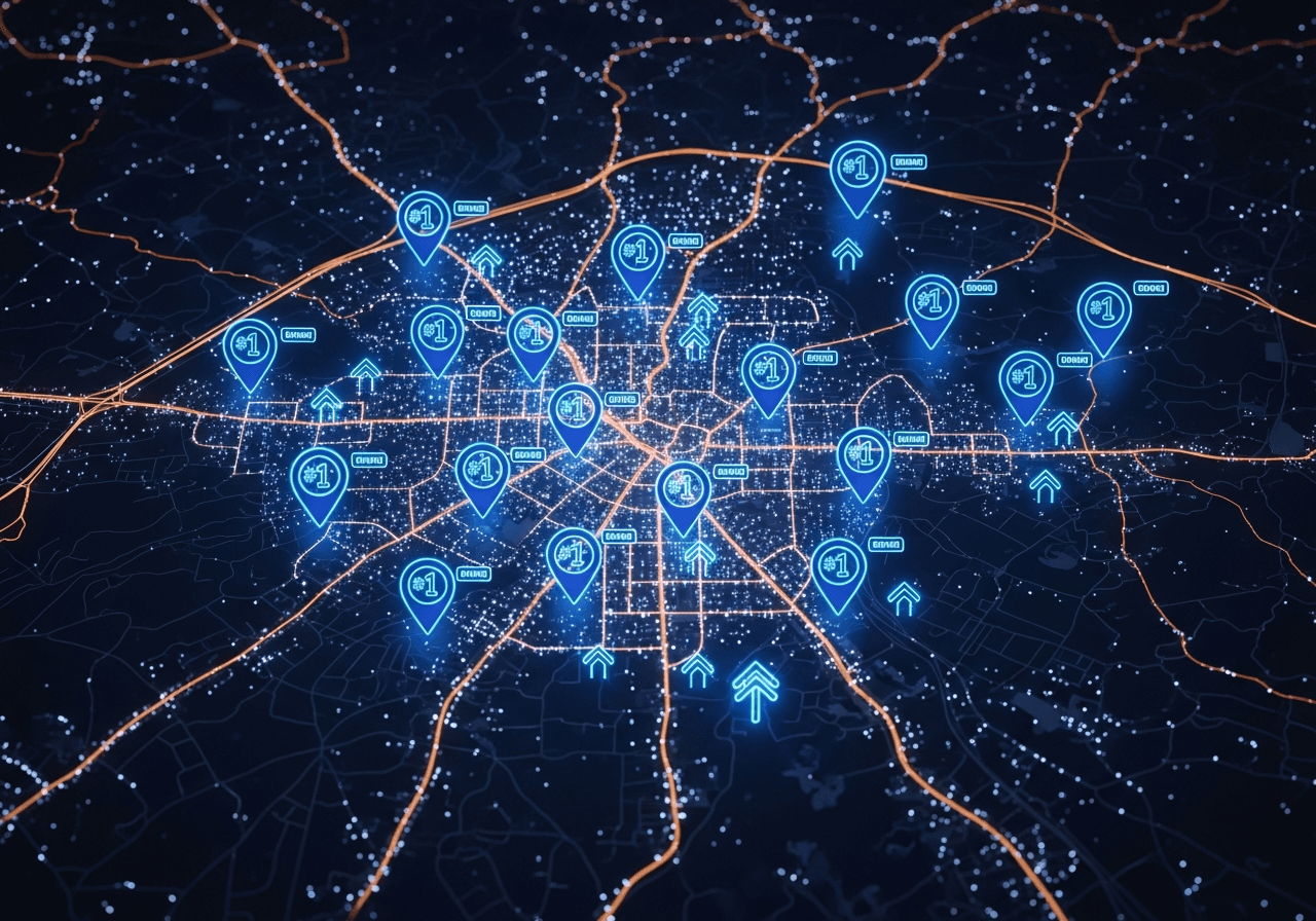 City-wide Google ranking domination map